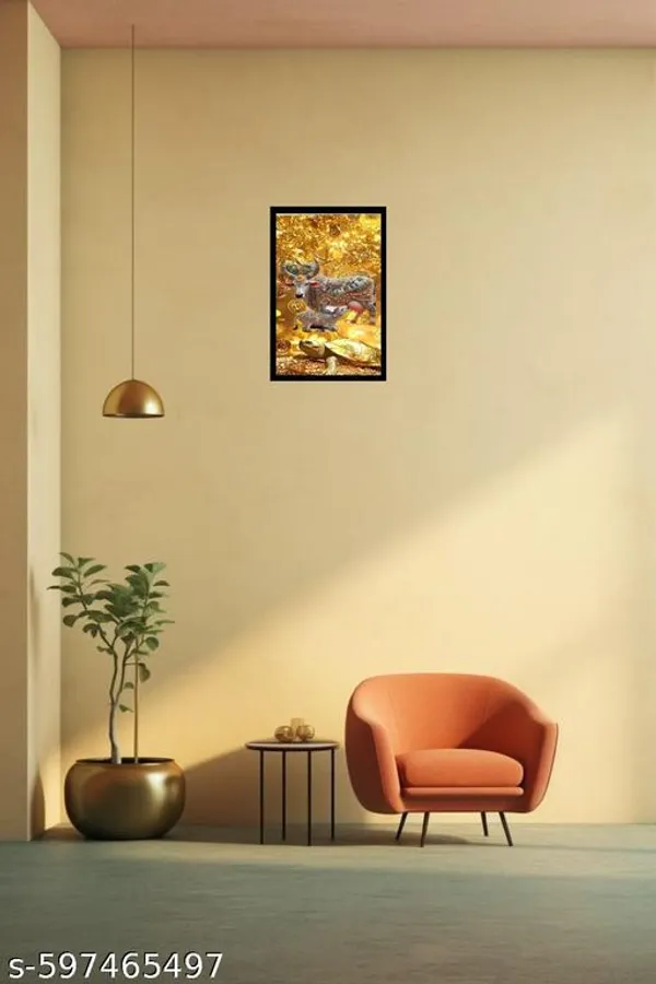 Gold_Cow_With_Sea_Turtle_Vastu_Wall_Frame__Plastic_Frame__Home_&_Office_Decor
