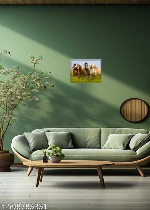 7_Horses_Wooden_3D_Wall_Scenery_Green__Multicolor_Power_Edition_For_Home_&_Office_Decor