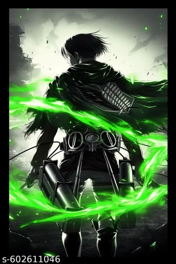 Attack_On_Titan__Green_Aura_Levi_Wooden_Wall_Frame