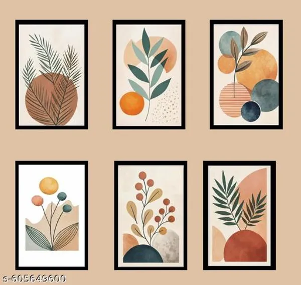 Modern_Abstract_Botanical_Wall_Frame_10X13_Inch,_Black_Wooden_(Pack_of_6)