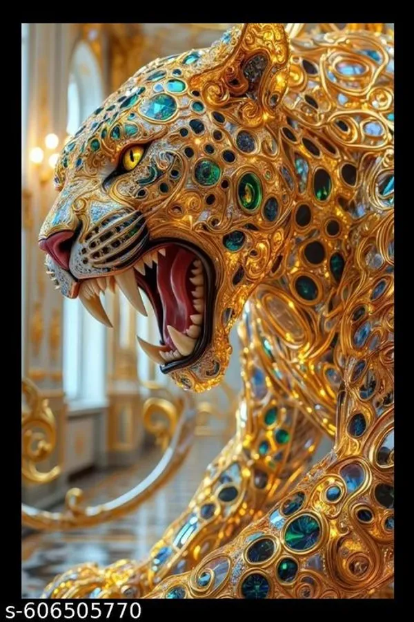 Golden_Cheetah_Vastu_Wooden_Frame__Elegant_Home_&_Office_Wall_Decor