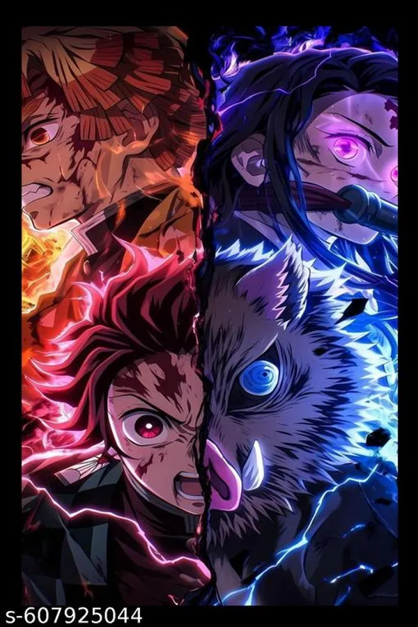 Demon_Slayer_Tanjiro_X_Inosuke_Anime_Artwork_Wooden_Wall_Frame