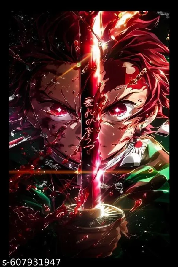 Demon_Slayer_Tanjiro_Kamado_Anime_Fan_Art_Wooden_Wall_Frame