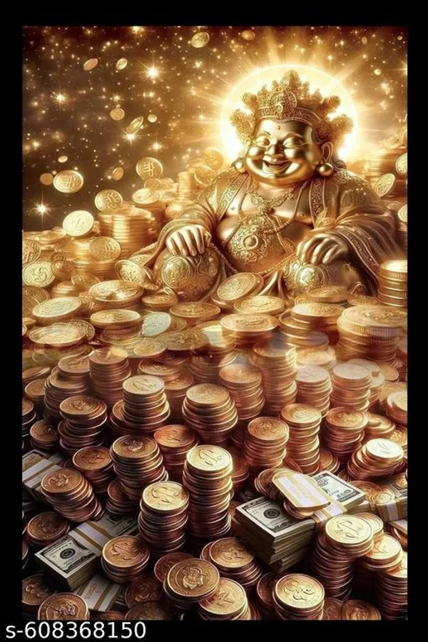 Golden_Laughing_Buddha_/_Lord_Kuber_Wealth_&_Prosperity_Wooden_Photo_Frame