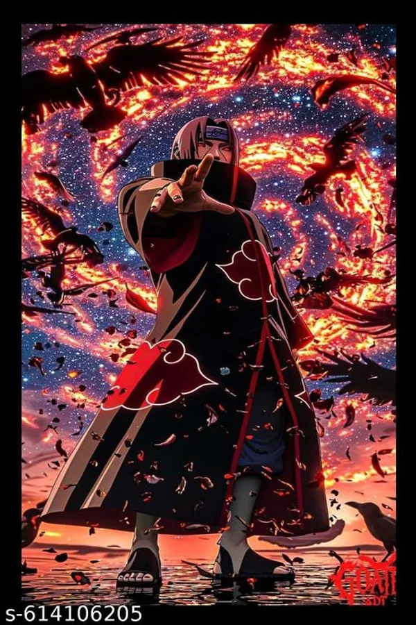 Itachi_Uchiha_Crow_&_Fire_Anime_Poster_With_Wooden_Frame