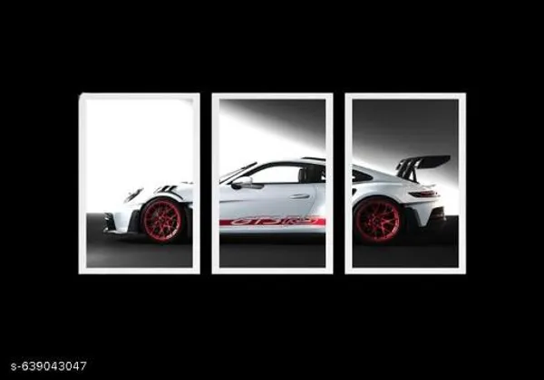 Walllane_Set_Of_3__Porsche_Gt3_Rs_Super_Car_Framed_Wall_Paintings__Modern_Automotive_Triptych_Art_For_Bedroom,_Living_Room_&_Office_Decor