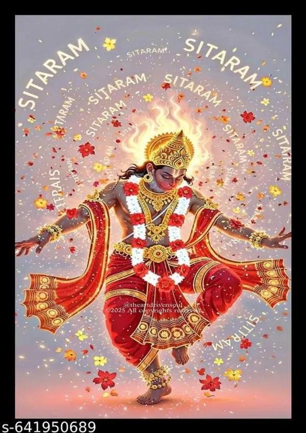 Divine_Dance_Lord_Hanuman_Digital_Art_Print__Sitaram_Bajrangbali_Wooden_Photo_Frame