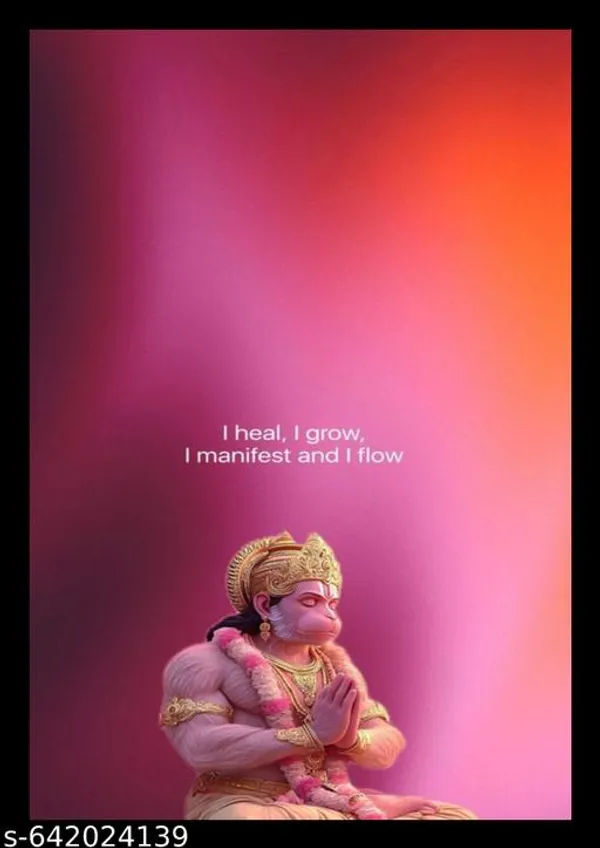 Powerful_Lord_Hanuman_Ji_Poster_With_I_Heal,_I_Grow,_I_Manifest_And_I_Flow