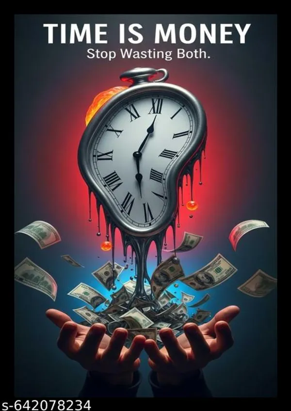 Time_Is_Money_Surreal_Art_Motivational_Wooden_Photo_Frame