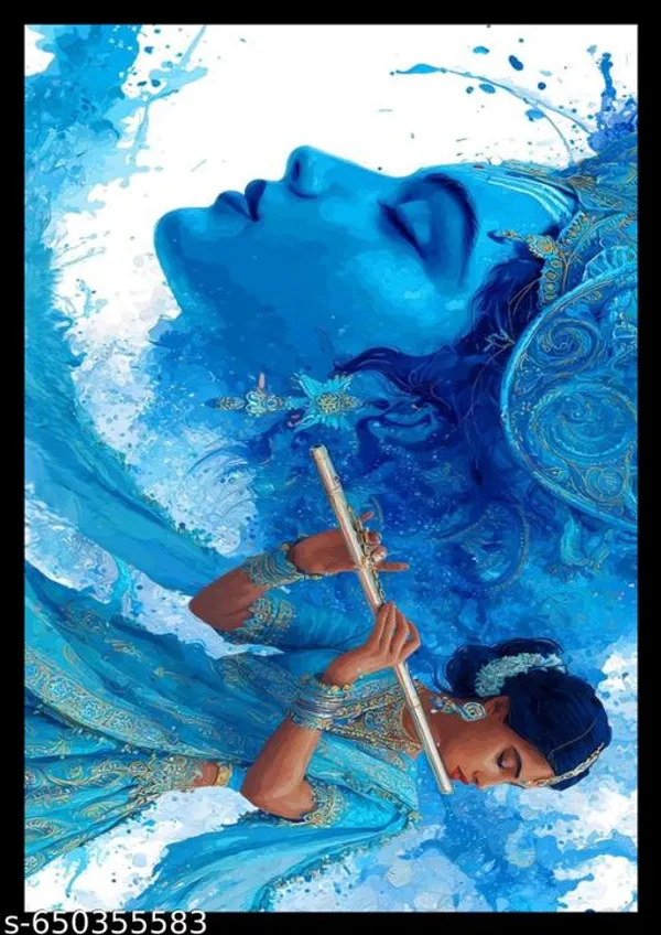 Divine_Melody:_Radha_Krishna_Ai_Art_Digital_Print_Wooden_Photo_Frame
