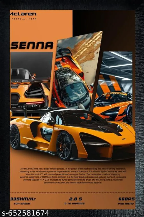 Mclaren_Senna_Supercar_Orange_Highperformance_Car_Framed_Hd_Wall_Art_Poster_For_Bedroom,_Office_&_Garage_Decor