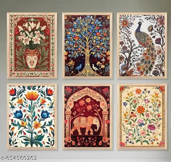 Madhubani_&_Pichvai_Decorative_Wall_Paintings_Modern_Art_Living_Room_Bedroom_Set_Of_6