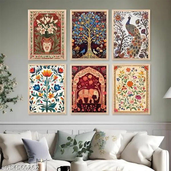Madhubani_&_Pichvai_Decorative_Wall_Paintings_Modern_Art_Living_Room_Bedroom_Set_Of_6