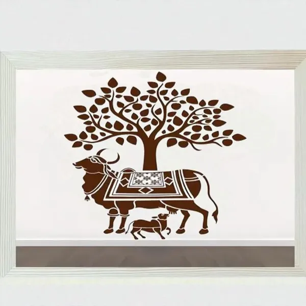 A4_Size_Wooden_Photo_Frame_Pichwai_Cow_Lotuss_&_Bells_Photo_Frame_Office_,_Home_,_Hall_Decoretive