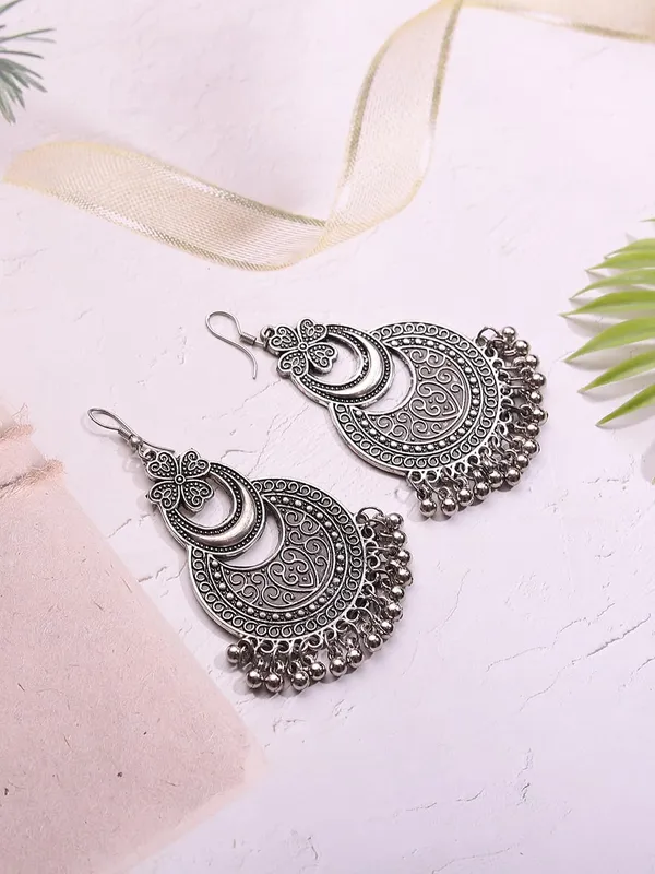 Oxidised_Silver_Traditional_Floral_Design_And_Antique_Finish_And_Hanging_Bells_Elegant_Statement_Jewelry_Chandbali_Earrings_For_Women