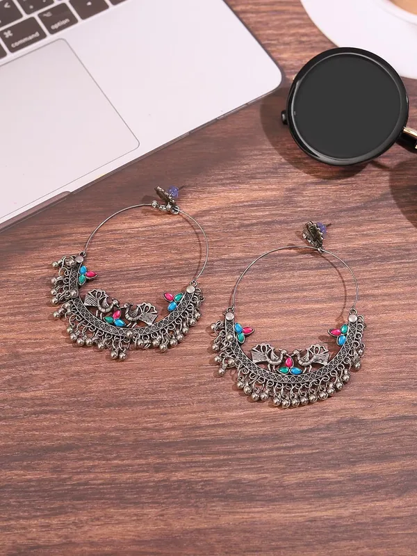 Oxidised_Silver_Plated_Multicolour_Beads_And_Pearl_Drops_Traditional_Indian_Jewelry_Chandbali_Earrings_For_Women