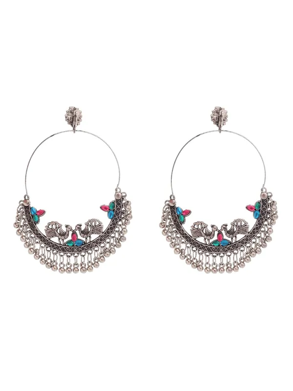 Oxidised_Silver_Plated_Multicolour_Beads_And_Pearl_Drops_Traditional_Indian_Jewelry_Chandbali_Earrings_For_Women