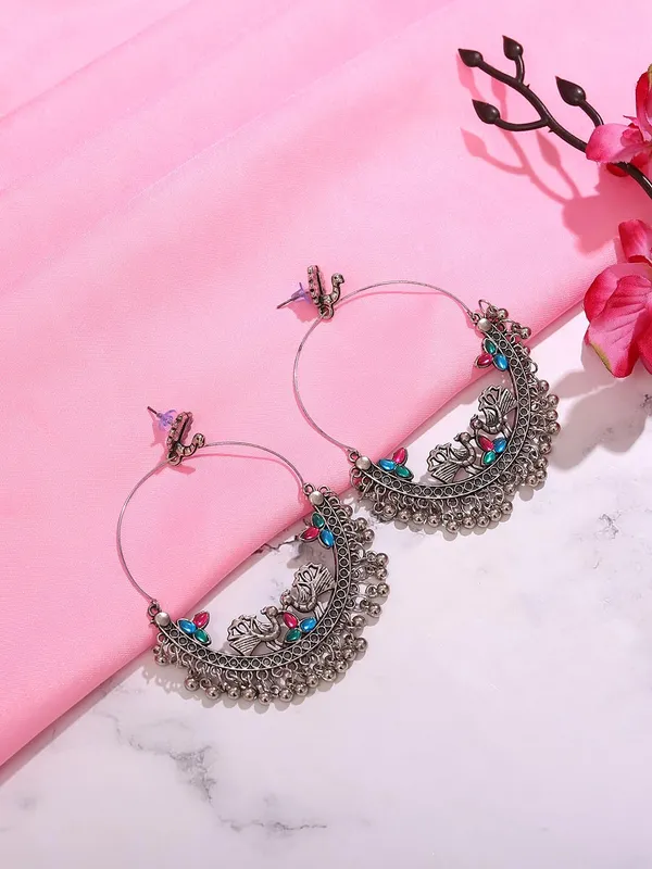 Oxidised_Silver_Plated_Multicolour_Beads_And_Pearl_Drops_Traditional_Indian_Jewelry_Chandbali_Earrings_For_Women