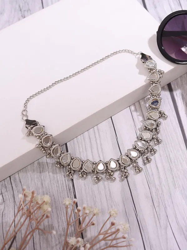 Oxidised_Silver_Teardrop_Choker_Necklace_With_Hanging_Beads_Ethnic_Jewelry_For_Women