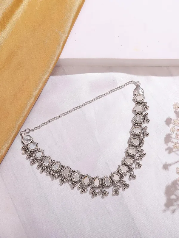 Oxidised_Silver_Teardrop_Choker_Necklace_With_Hanging_Beads_Ethnic_Jewelry_For_Women