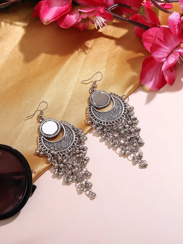 Oxidized_Silver_Dangle_With_Carnelian_Stones_Pearl_Fringe_And_Ethnic_Boho_Jewelry_And_Handmade_Indian_Style_Earrings_For_Women