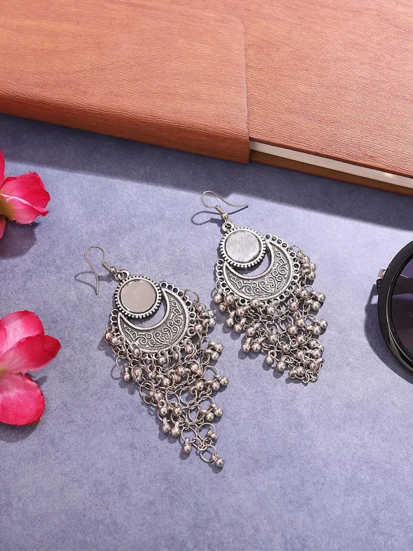 Oxidized_Silver_Dangle_With_Carnelian_Stones_Pearl_Fringe_And_Ethnic_Boho_Jewelry_And_Handmade_Indian_Style_Earrings_For_Women