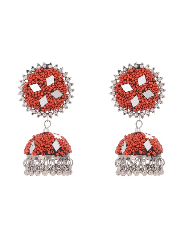 Sky_Blue_And_Orange_Ethnic_Turquoise_And_Crystal_Beaded_Traditional_Design_With_Pearl_Danglers_Festive_Indian_Jewelry_Jhumka_Earrings_For_Women_Pack_Of_2