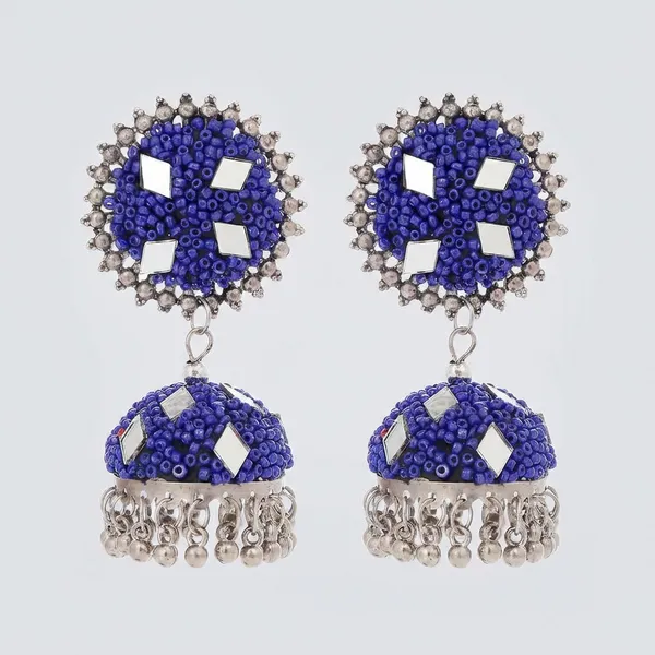 Navy_Blue_Ethnic_Turquoise_And_Crystal_Beaded_Traditional_Design_With_Pearl_Danglers_Festive_Indian_Jewelry_Jhumka_Earrings_For_Women
