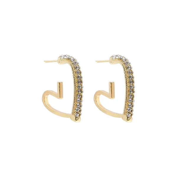 Gold-Plated_With_Ruby_Crystal_And_Classic_Minimal_Style_Hoop_Earrings_For_Women