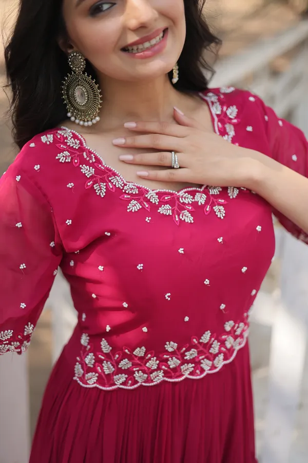 Pink_Faux_Blooming_Readymade_Gown_For_Women