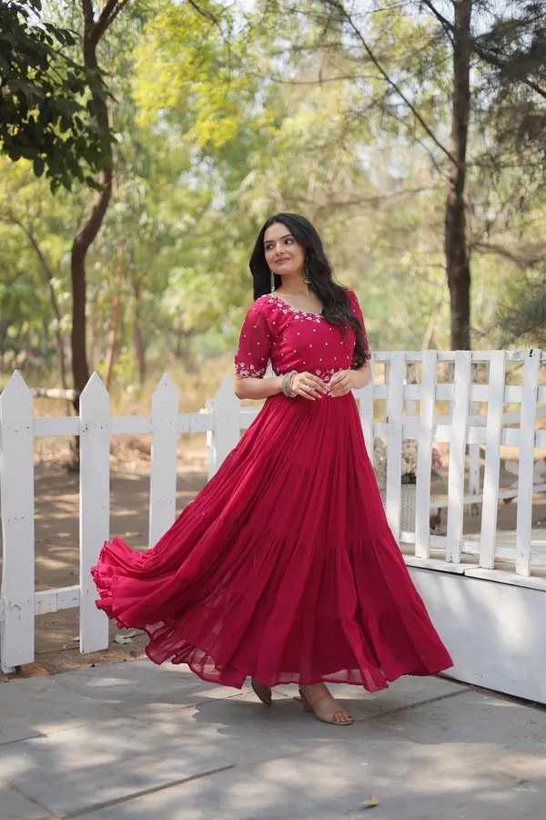Pink_Faux_Blooming_Readymade_Gown_For_Women