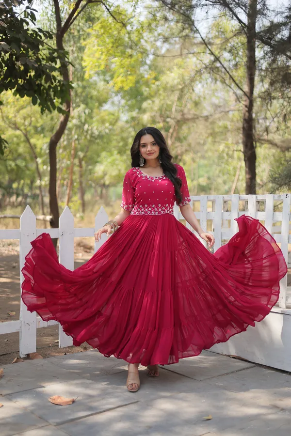 Pink_Faux_Blooming_Readymade_Gown_For_Women