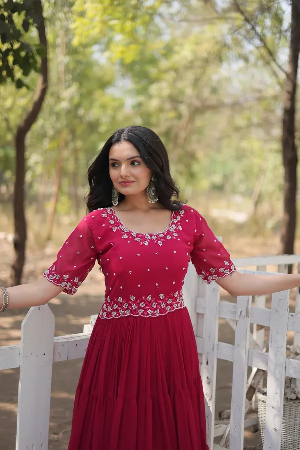 Pink_Faux_Blooming_Readymade_Gown_For_Women