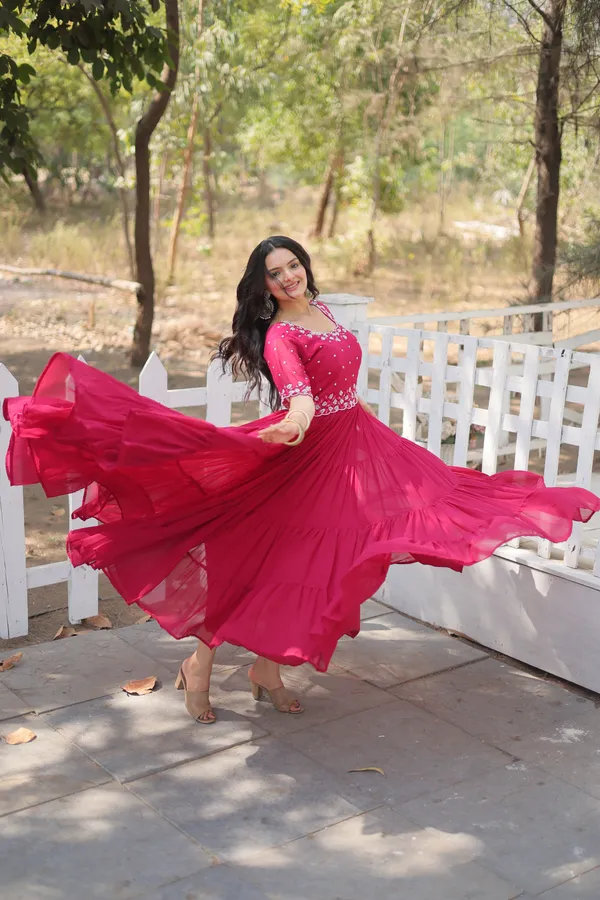 Pink_Faux_Blooming_Readymade_Gown_For_Women
