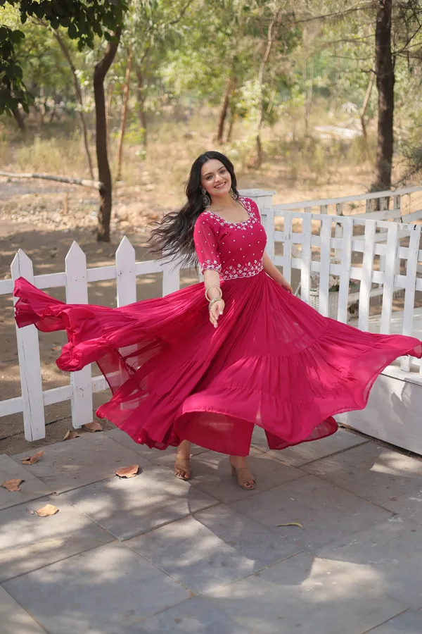 Pink_Faux_Blooming_Readymade_Gown_For_Women