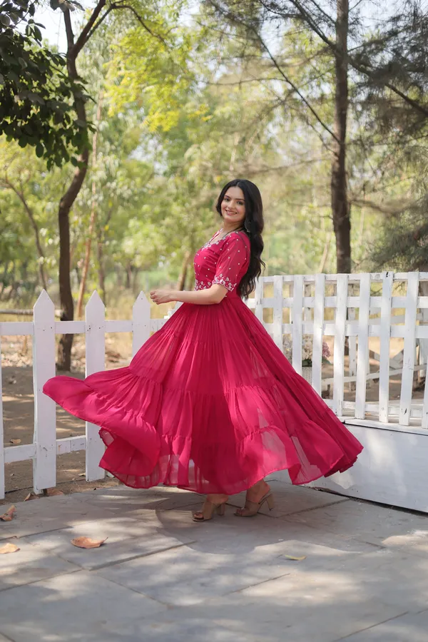 Pink_Faux_Blooming_Readymade_Gown_For_Women