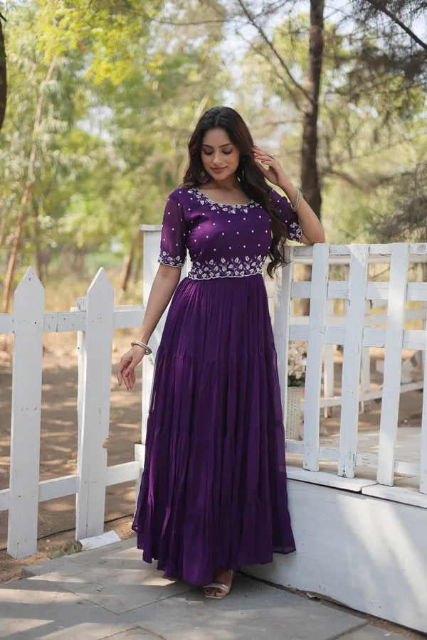 Purple_Faux_Blooming_Readymade_Gown_For_Women