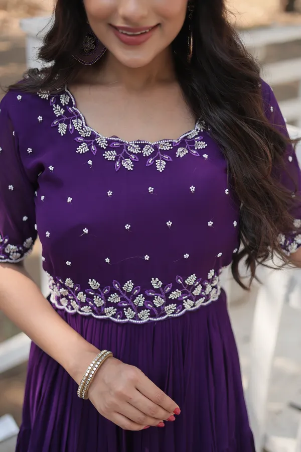 Purple_Faux_Blooming_Readymade_Gown_For_Women