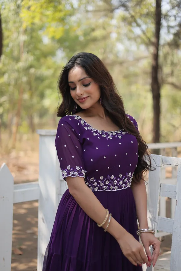 Purple_Faux_Blooming_Readymade_Gown_For_Women