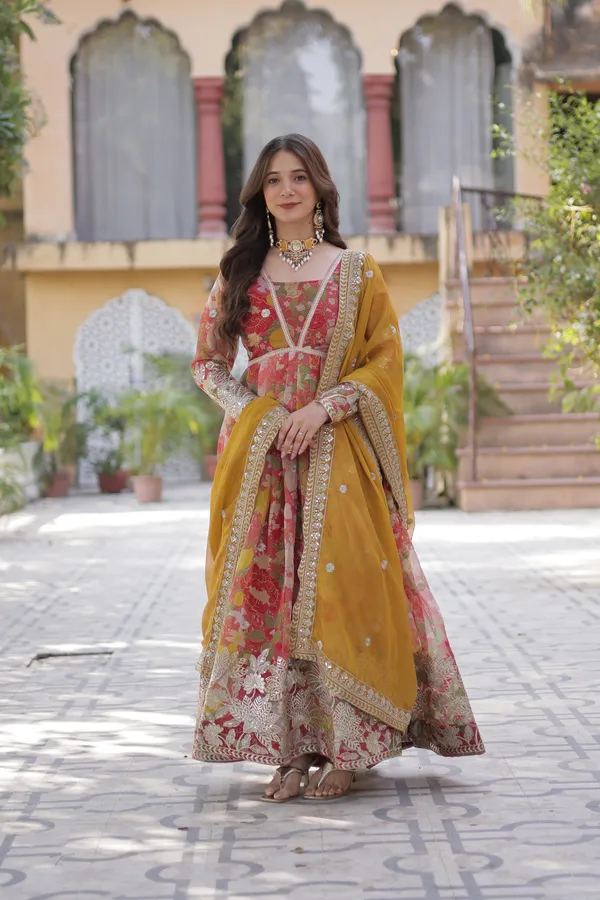 Red_Russian_Silk_Readymade_Alia_Cut_Gown_With_Dupatta_Set_For_Women