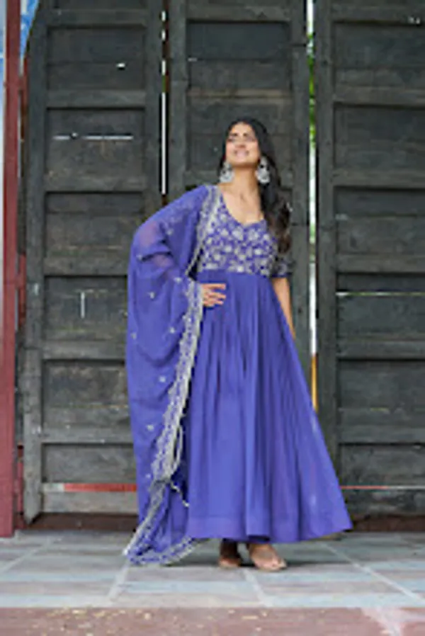 Purple_Faux_Blooming_Readymade_Gown_For_Women