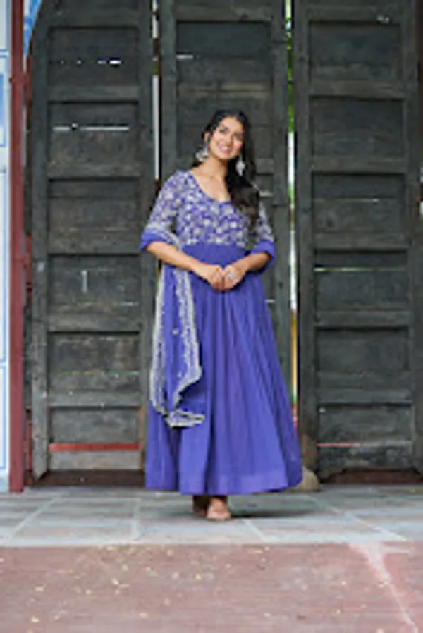 Purple_Faux_Blooming_Readymade_Gown_For_Women