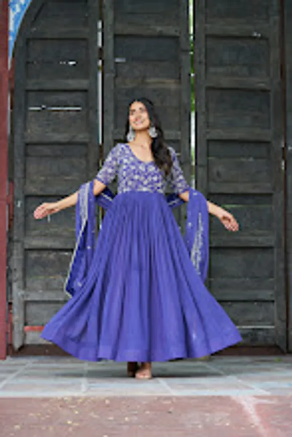 Purple_Faux_Blooming_Readymade_Gown_For_Women
