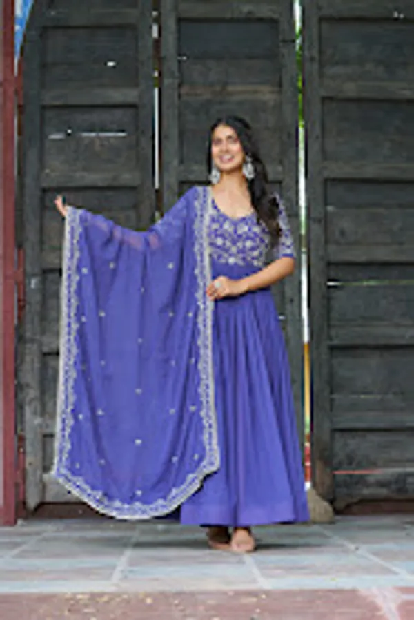 Purple_Faux_Blooming_Readymade_Gown_For_Women