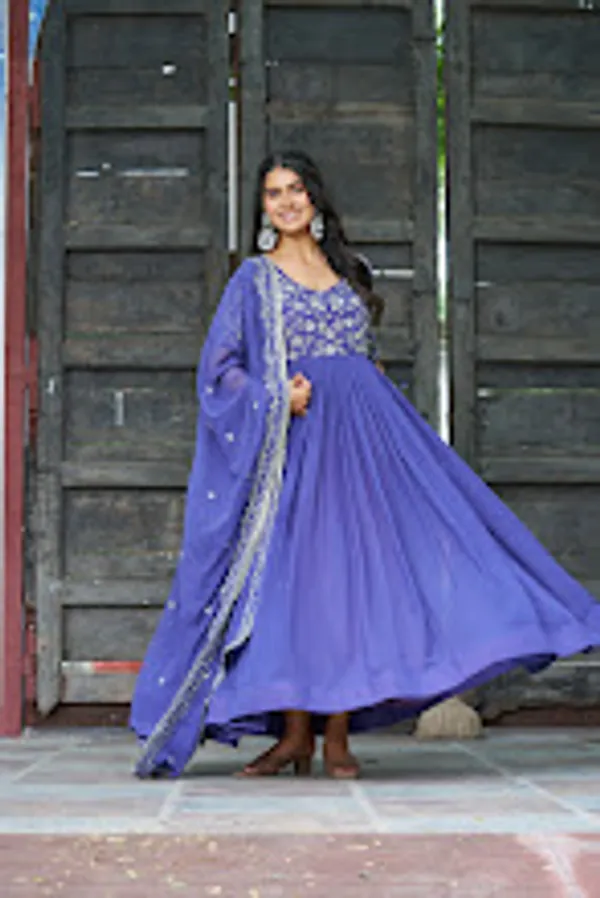 Purple_Faux_Blooming_Readymade_Gown_For_Women