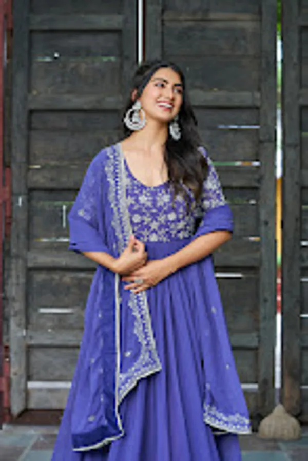 Purple_Faux_Blooming_Readymade_Gown_For_Women