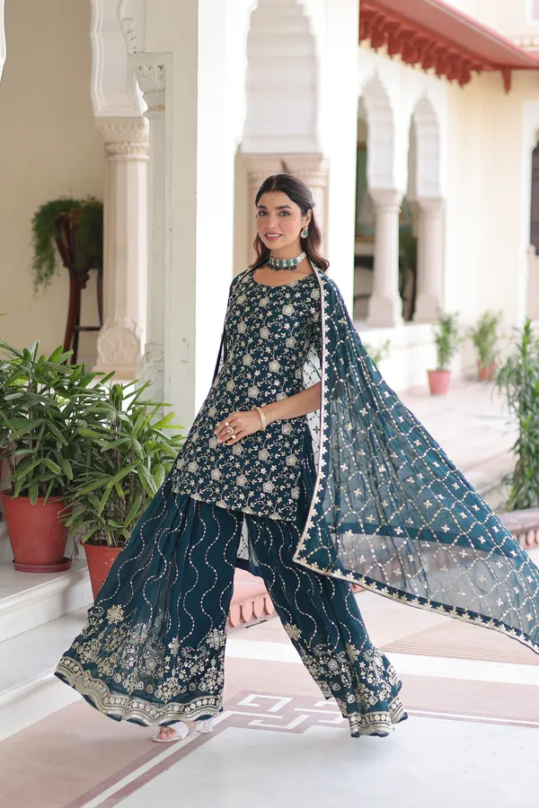 Black_Faux_Georgette_Readymade_Top_Sharara_Dupatta_For_Women