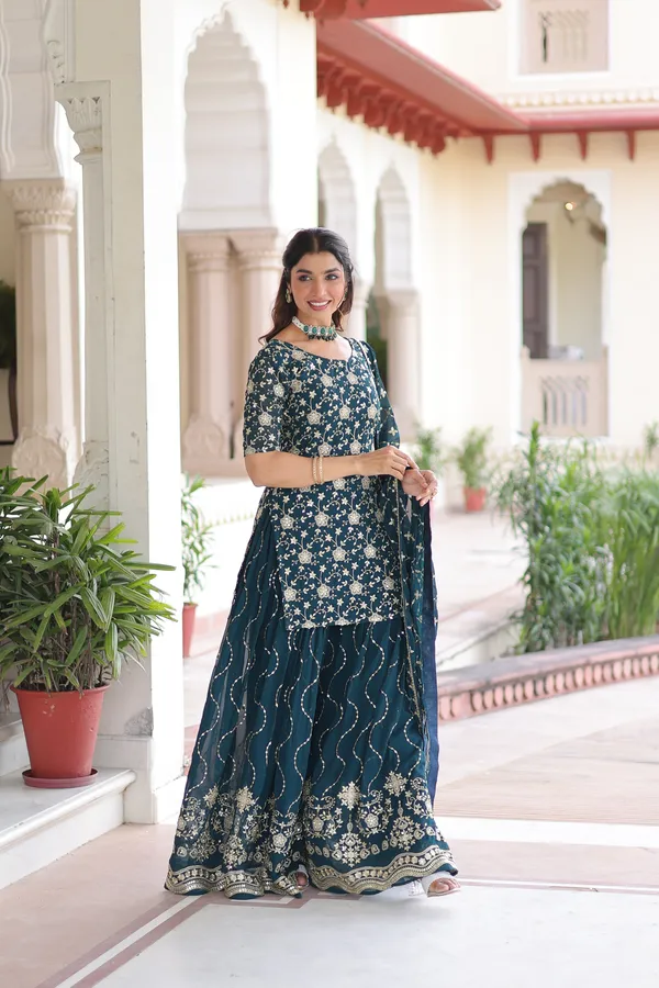Black_Faux_Georgette_Readymade_Top_Sharara_Dupatta_For_Women