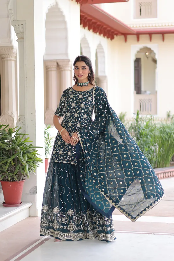 Black_Faux_Georgette_Readymade_Top_Sharara_Dupatta_For_Women