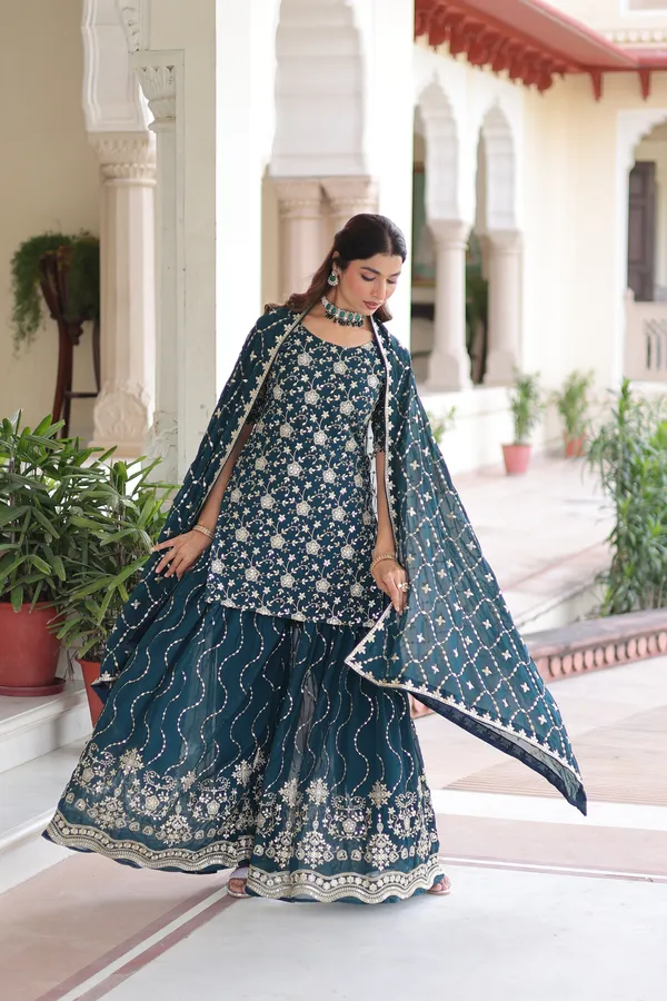 Black_Faux_Georgette_Readymade_Top_Sharara_Dupatta_For_Women
